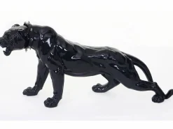 New Figurita decorativa pantera con collar, alto brillo con collar Estatua
