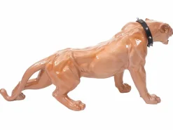 MCW Figurita decorativa pantera con collar, antiguo alto brillo con collar