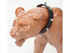 MCW Figurita decorativa pantera con collar, antiguo alto brillo con collar
