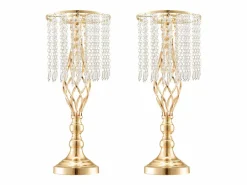 Florero SucceBuy - Juego de 12 Jarrones de Cristal de 49 cm, s, con Diseño Floral, para Bodas y Ceremonias, Metal/