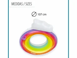 Bestway Flotador Hinchable para Playa o Piscina Rainbow Dreams Swin Tube 105x33 cm con Posavasos Multicolor
