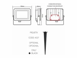Hot Foco LED para exterior Sky 20 W IP65 4000 K Corten - 2450 lm, aluminio, haz de 110°, Beneito Faure Iluminación Exterior