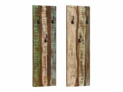 Discount Folker Percheros de pared 2 uds madera maciza reciclada 36x3x110 cm Perchero