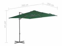 Clearance Garden Furniture Forest Park Sombrilla jardín voladiza palo de acero verde 250x250 cm