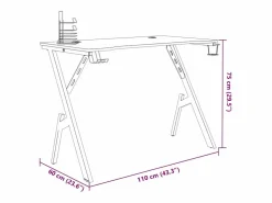 Garden Furniture François-Étienne-Luc Escritorio gaming con patas en forma de Y 110x60x75 cm