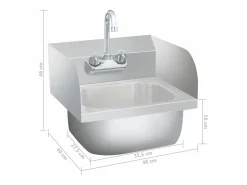 Outlet Fregadero comercial para lavado de manos con grifo de acero inoxidable Plateado