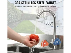 Fregadero de acero inoxidable SucceBuy de un solo seno para uso comercial, 55 x 50 x 95 cm