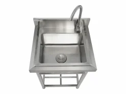 Fregadero de acero inoxidable SucceBuy de un solo seno para uso comercial, 55 x 50 x 95 cm