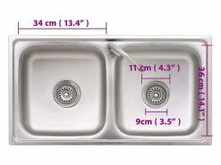 Fregadero de camping doble con grifo de acero inoxidable Plateado