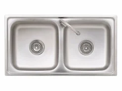 Best Fregadero de camping doble seno y grifo acero inoxidable ES858518 Fregadero