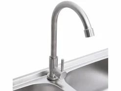 Online Fregadero de camping doble con grifo de acero inoxidable Plateado