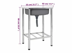 Fregadero de camping Fregadero individual Acero inoxidable Plateado