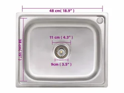 Fregadero de camping Fregadero individual Acero inoxidable Plateado