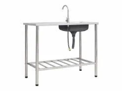 Sale Fregadero de camping individual con grifo de acero inoxidable Fregadero