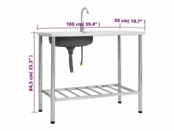 Sale Fregadero de camping individual con grifo de acero inoxidable Fregadero