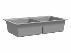 Sale Fregadero de cocina bajo encimera de granito blanco y con doble cubeta Fregadero