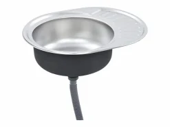 Hot Fregadero de cocina con colador y sifón ovalado de acero inoxidable Fregadero