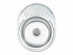 Hot Fregadero de cocina con colador y sifón ovalado de acero inoxidable Fregadero