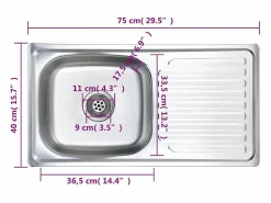 Hot Fregadero de cocina con colador y sifón de acero inoxidable Fregadero