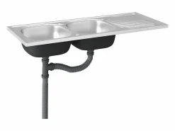 Fregadero de cocina de dos senos de 1200x500x155 mm de acero inoxidable