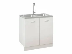 Fregadero de cocina de doble seno de acero inoxidable de 800x500x155 mm.