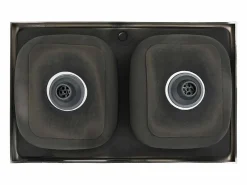 Fregadero de cocina de doble seno de acero inoxidable de 800x500x155 mm.