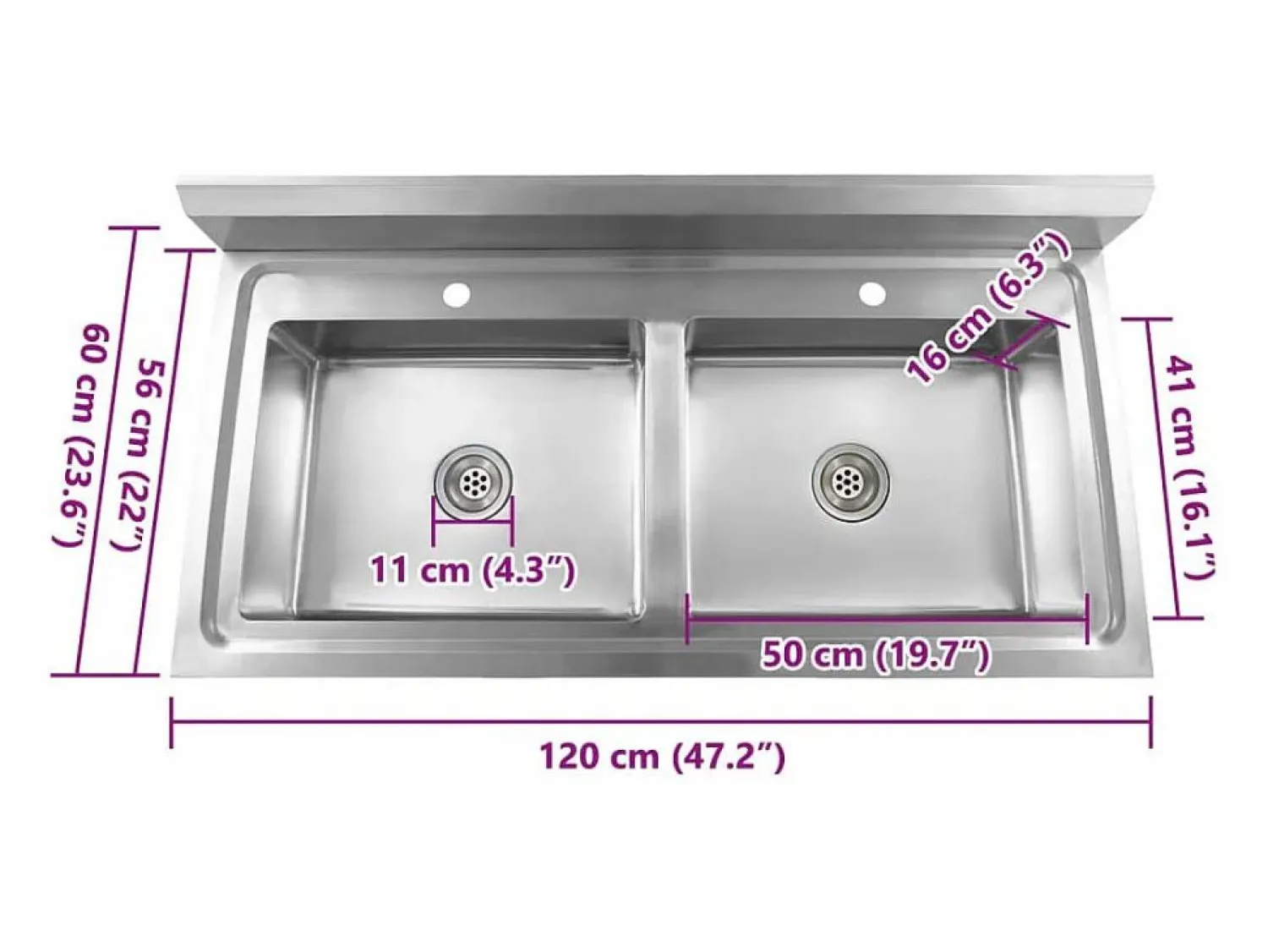 Hot Fregadero de cocina de doble seno de acero inoxidable Fregadero