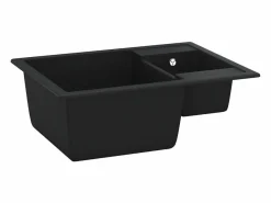 Fregadero de cocina de granito y dos lavabos con orificio de desbordamiento