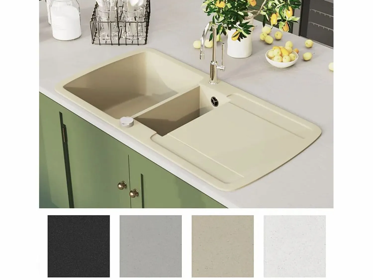 Fregadero de cocina de granito doble Beige