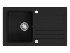 Fregadero de cocina de granito con escurridor reversible Negro
