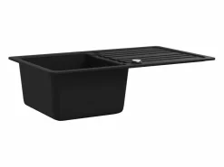 Fregadero de cocina de granito con escurridor reversible Negro