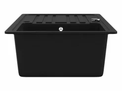 Fregadero de cocina de granito con escurridor reversible Negro