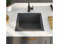 Hot Fregadero de cocina hecho a mano de acero inoxidable Negro