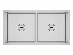 Outlet Fregadero de cocina hecho a mano de acero inoxidable Plateado