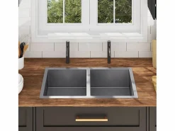 Outlet Fregadero de cocina hecho a mano de acero inoxidable Plateado