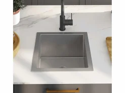 Clearance Fregadero de cocina hecho a mano de acero inoxidable Plateado