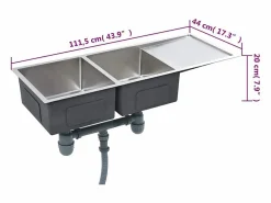 New Fregadero de cocina hecho a mano de acero inoxidable Plateado