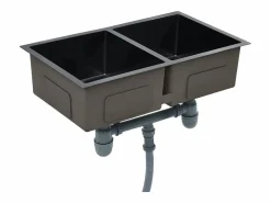 Clearance Fregadero de cocina hecho a mano de acero inoxidable Negro