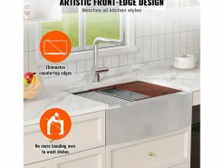 Fregadero de Cocina SucceBuy Estilo Rústico, de Acero Inoxidable 304, de un Solo Seno, 76 x 56 x 23 Cm