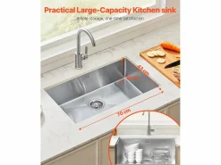 Sale Fregadero de Cocina SucceBuy Fregadero de Cocina de 70 cm, de un Seno y Bajo Encimera, de Acero Inoxidable Plateado