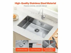 Sale Fregadero de Cocina SucceBuy Fregadero de Cocina de 70 cm, de un Seno y Bajo Encimera, de Acero Inoxidable Plateado