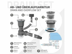 Outlet Fregadero XXL de cocina un seno 70x40cm lavabo con desagüe y rebosadero Fregadero
