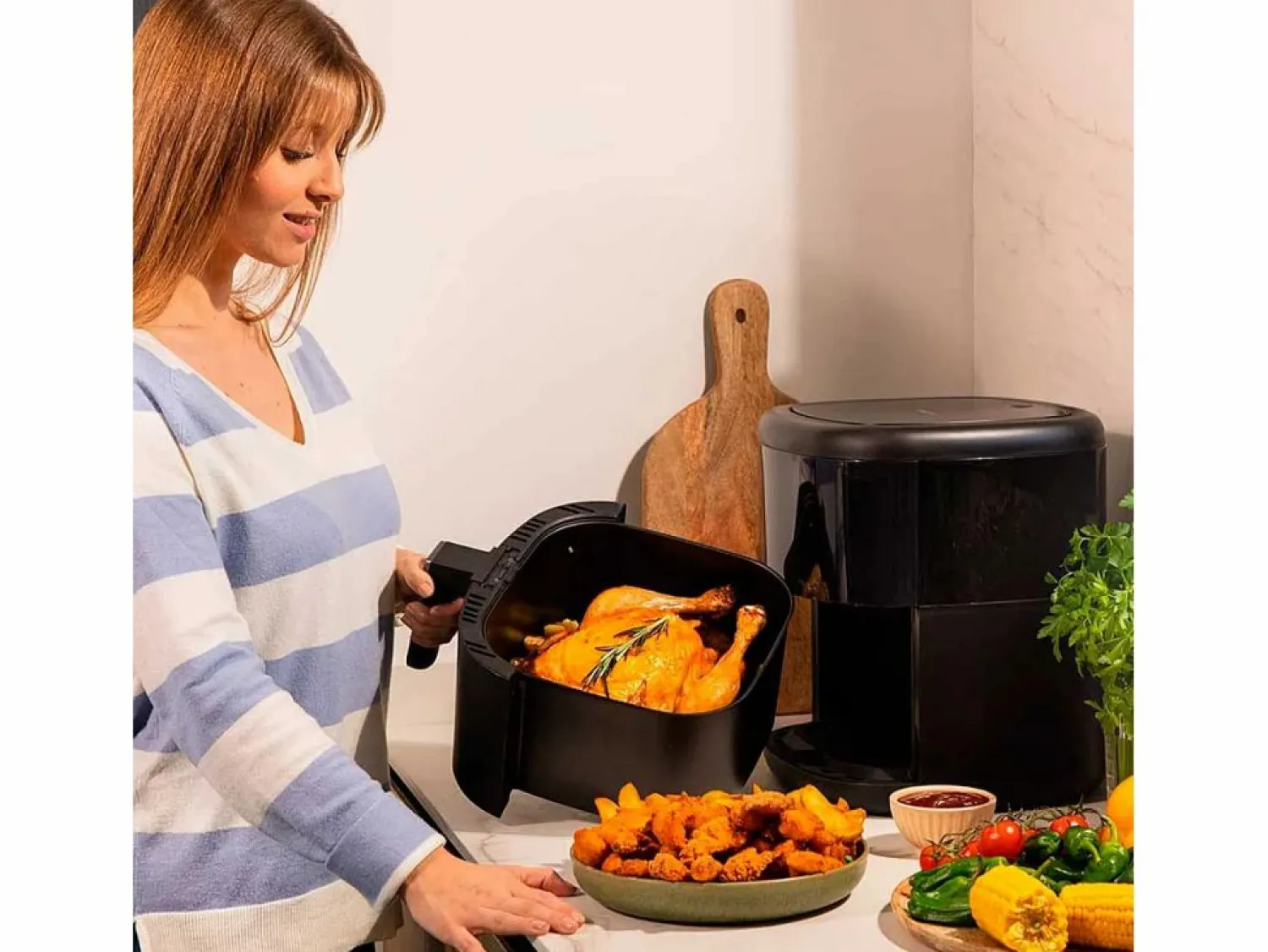 Sale Freidora de aire Cecotec Cecofry Bombastik 6000 1700W 6L 12 modos de cocinado Negro