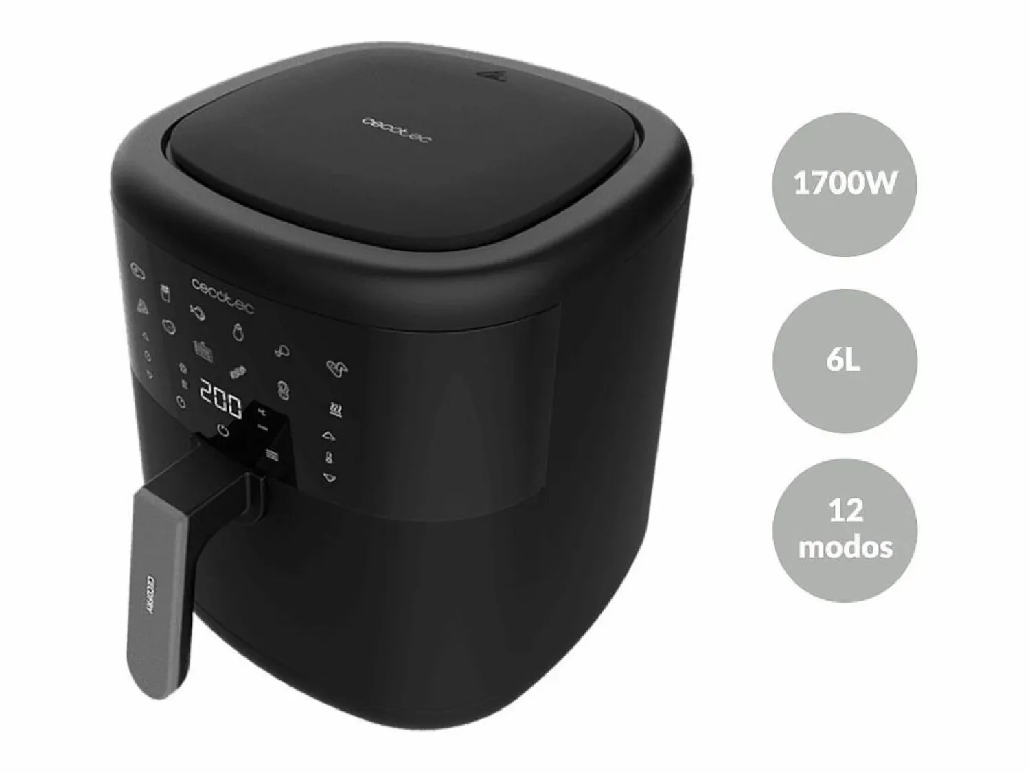 Sale Freidora de aire Cecotec Cecofry Bombastik 6000 1700W 6L 12 modos de cocinado Negro