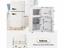 Hauss Spole Frigorífico de 60L con 2 puertas e iluminación LED - Consumo energético 102 kWh/año - crema