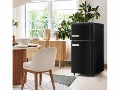 Hauss Spole Frigorífico estilo retro de 72L con iluminación LED - Congelador de 21L - Negro