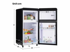 Hauss Spole Frigorífico estilo retro de 72L con iluminación LED - Congelador de 21L - Negro