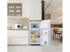 Hauss Spole Frigorífico estilo retro de 72L con 2 puertas e iluminación LED - Congelador de 21L - Blanco