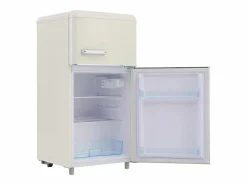 Hauss Spole Frigorífico estilo retro de 72L con 2 puertas e iluminación LED - Congelador de 21L - Blanco