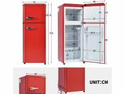 Best Frigorífico retro de 92 litros con 2 puertas e iluminación LED - -27 °C a 13 °C - Electrodomésticos De Frío